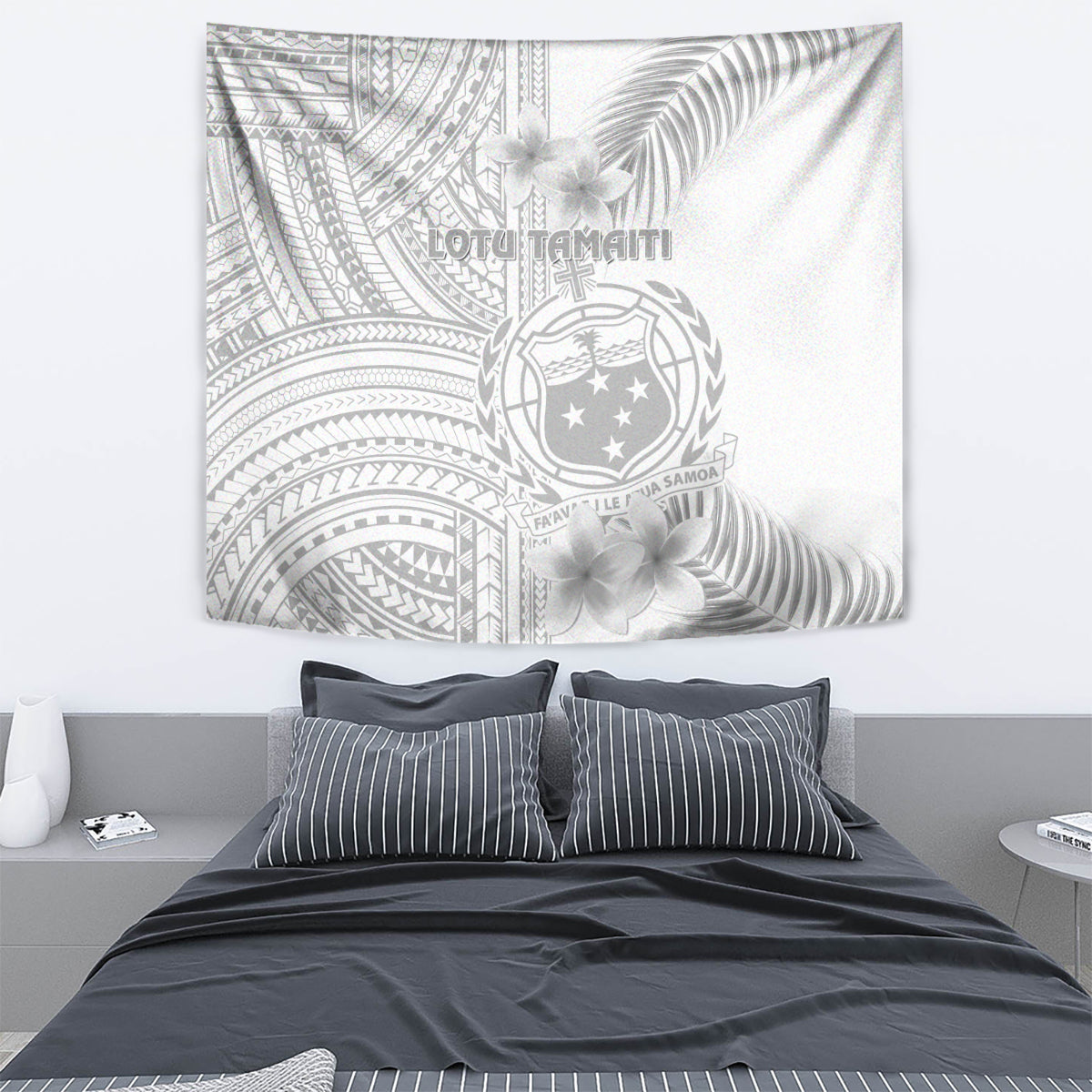 Samoa White Sunday Tapestry Manuia le Aso Sa o Tamaiti Polynesian Plumeria - Wonder Print Shop