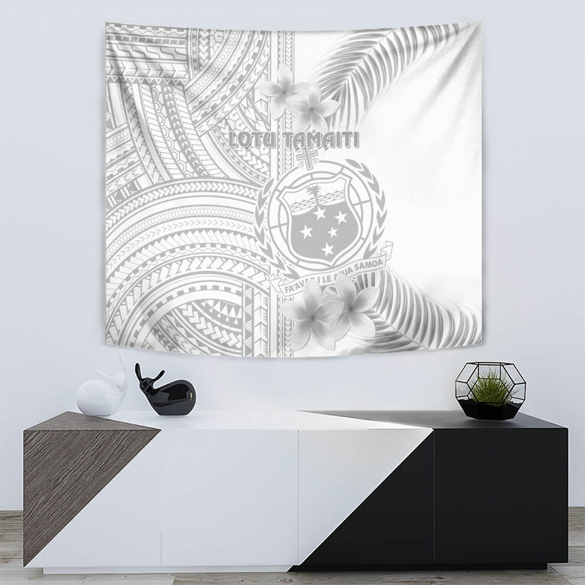 Samoa White Sunday Tapestry Manuia le Aso Sa o Tamaiti Polynesian Plumeria - Wonder Print Shop