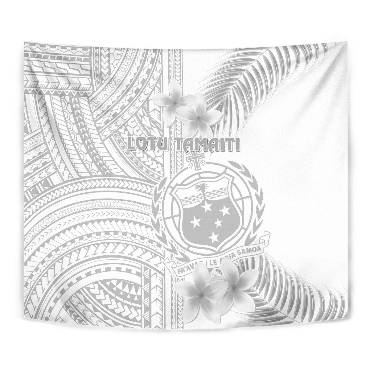 Samoa White Sunday Tapestry Manuia le Aso Sa o Tamaiti Polynesian Plumeria - Wonder Print Shop