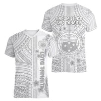Samoa White Sunday Women V Neck T Shirt Manuia le Aso Sa o Tamaiti Polynesian Plumeria - Wonder Print Shop