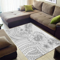 Personalised Samoa White Sunday Area Rug Manuia le Aso Sa o Tamaiti Polynesian Plumeria - Wonder Print Shop