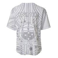 Personalised Samoa White Sunday Baseball Jersey Manuia le Aso Sa o Tamaiti Polynesian Plumeria - Wonder Print Shop