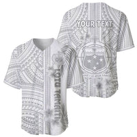 Personalised Samoa White Sunday Baseball Jersey Manuia le Aso Sa o Tamaiti Polynesian Plumeria - Wonder Print Shop