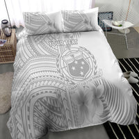 Personalised Samoa White Sunday Bedding Set Manuia le Aso Sa o Tamaiti Polynesian Plumeria - Wonder Print Shop