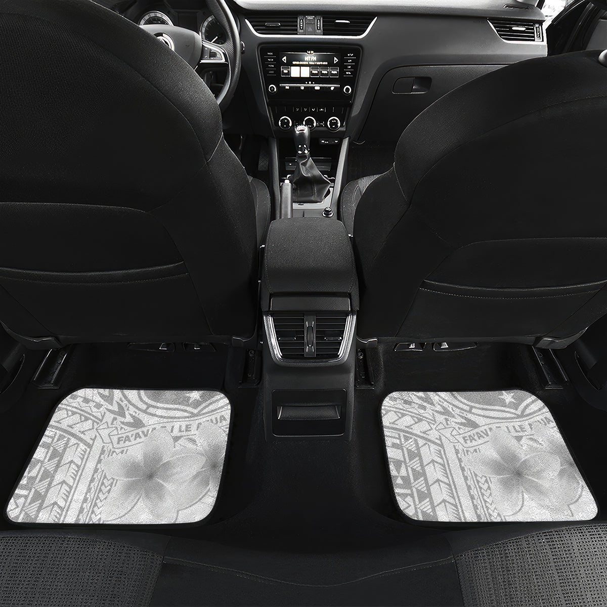 Personalised Samoa White Sunday Car Mats Manuia le Aso Sa o Tamaiti Polynesian Plumeria - Wonder Print Shop
