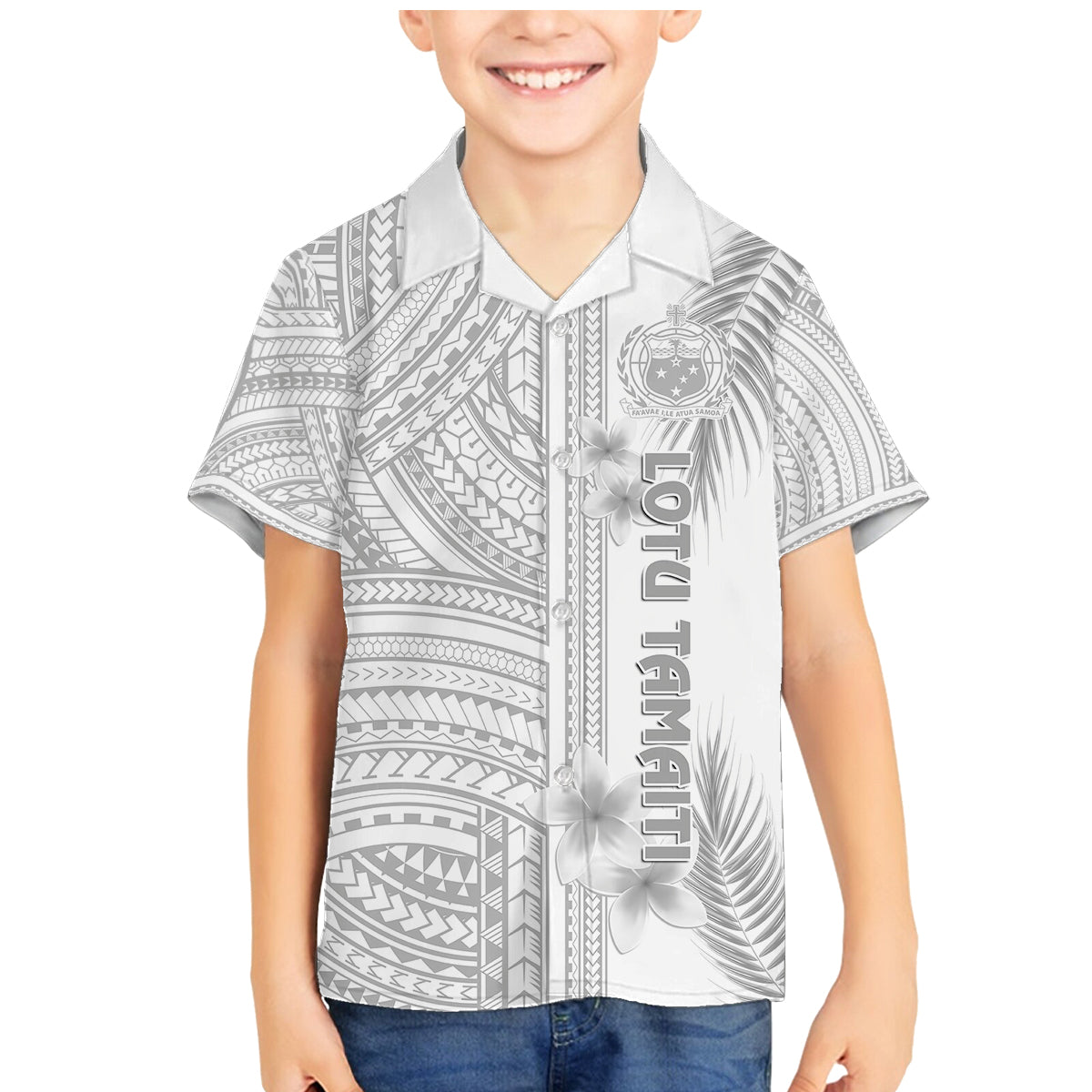 Personalised Samoa White Sunday Family Matching Mermaid Dress and Hawaiian Shirt Manuia le Aso Sa o Tamaiti Polynesian Plumeria - Wonder Print Shop