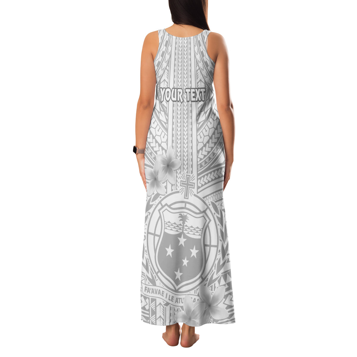 Personalised Samoa White Sunday Family Matching Tank Maxi Dress and Hawaiian Shirt Manuia le Aso Sa o Tamaiti Polynesian Plumeria - Wonder Print Shop