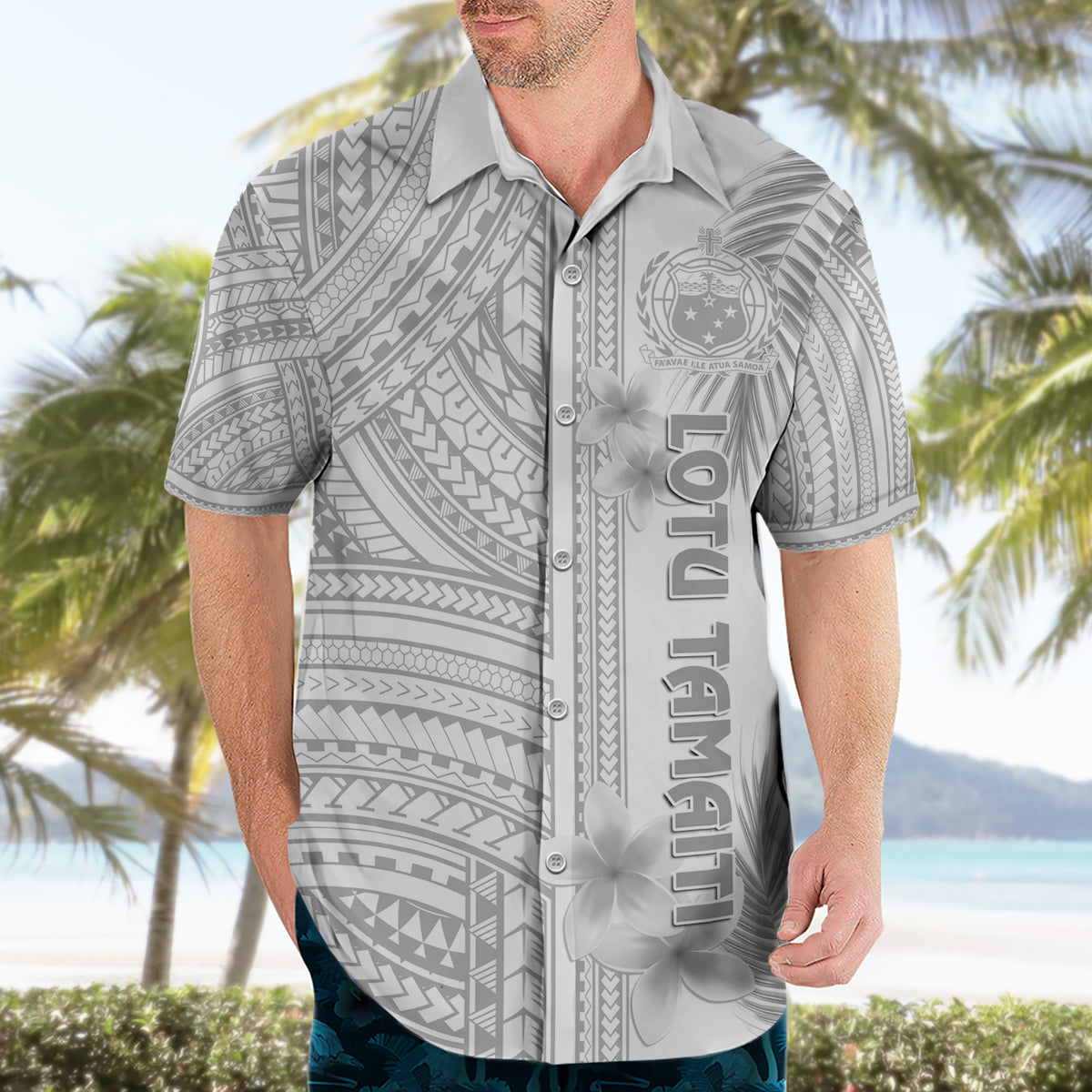 Personalised Samoa White Sunday Hawaiian Shirt Manuia le Aso Sa o Tamaiti Polynesian Plumeria - Wonder Print Shop