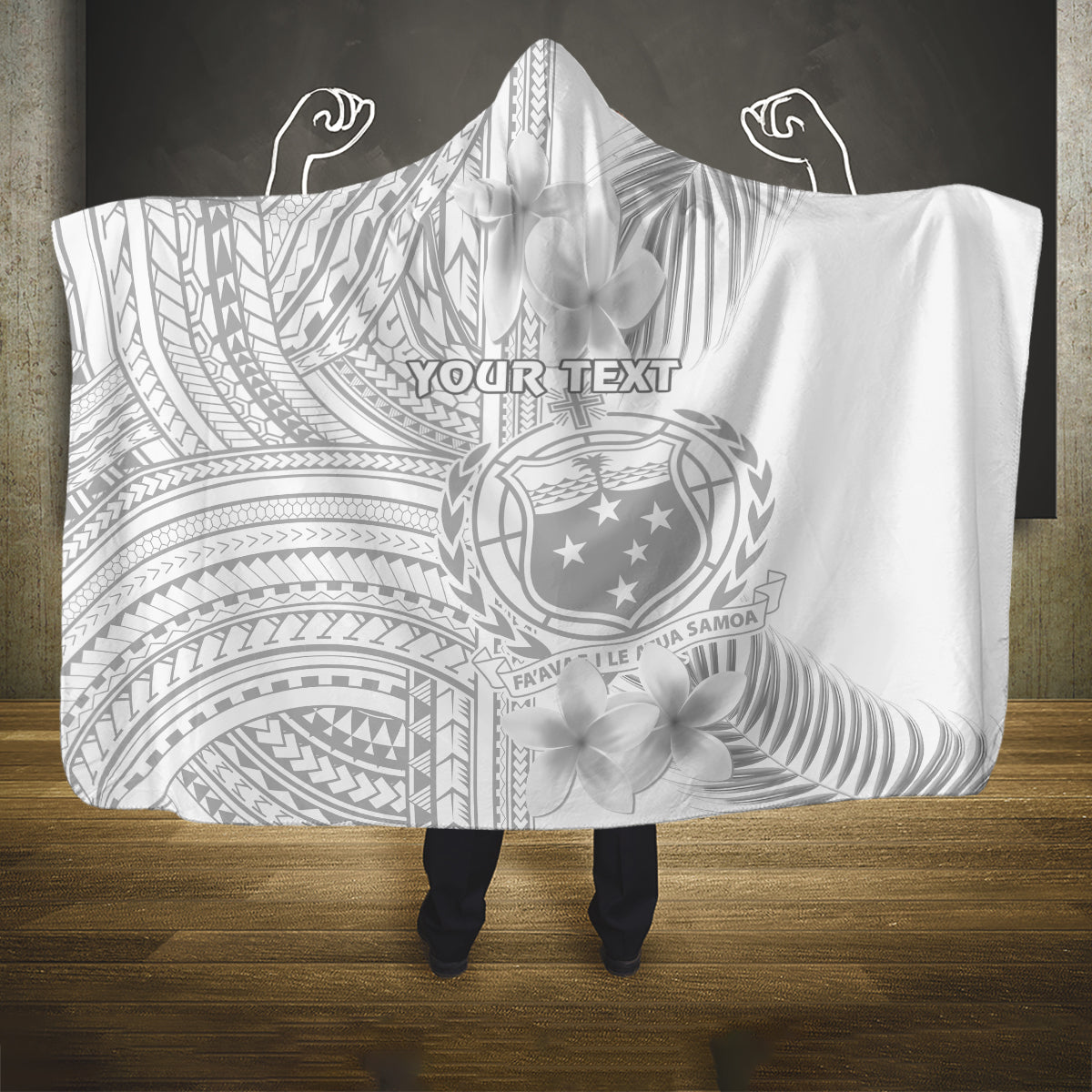 personalised-samoa-white-sunday-hooded-blanket-manuia-le-aso-sa-o-tamaiti-polynesian-plumeria
