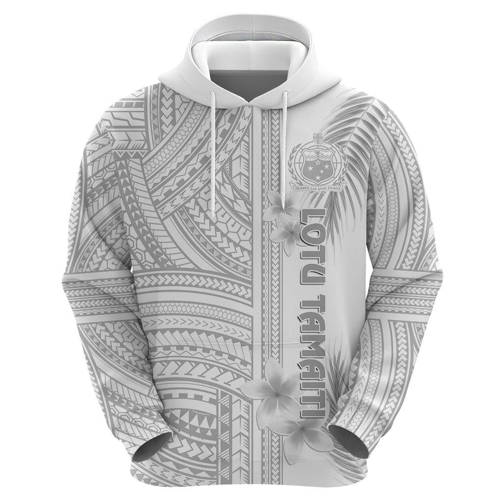 Personalised Samoa White Sunday Hoodie Manuia le Aso Sa o Tamaiti Polynesian Plumeria - Wonder Print Shop