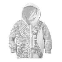 Personalised Samoa White Sunday Kid Hoodie Manuia le Aso Sa o Tamaiti Polynesian Plumeria - Wonder Print Shop