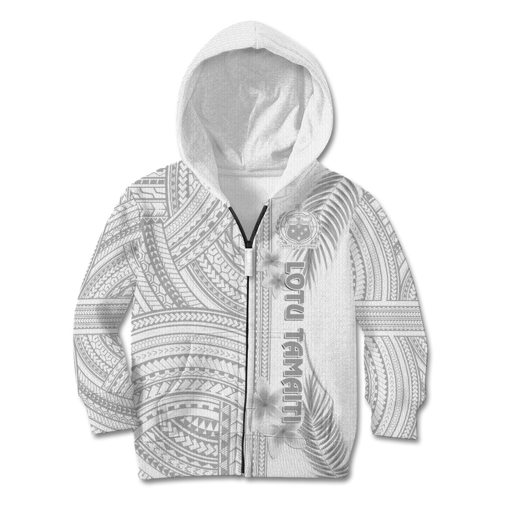 Personalised Samoa White Sunday Kid Hoodie Manuia le Aso Sa o Tamaiti Polynesian Plumeria - Wonder Print Shop