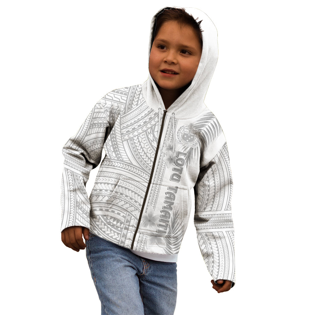Personalised Samoa White Sunday Kid Hoodie Manuia le Aso Sa o Tamaiti Polynesian Plumeria - Wonder Print Shop