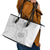 Personalised Samoa White Sunday Leather Tote Bag Manuia le Aso Sa o Tamaiti Polynesian Plumeria - Wonder Print Shop
