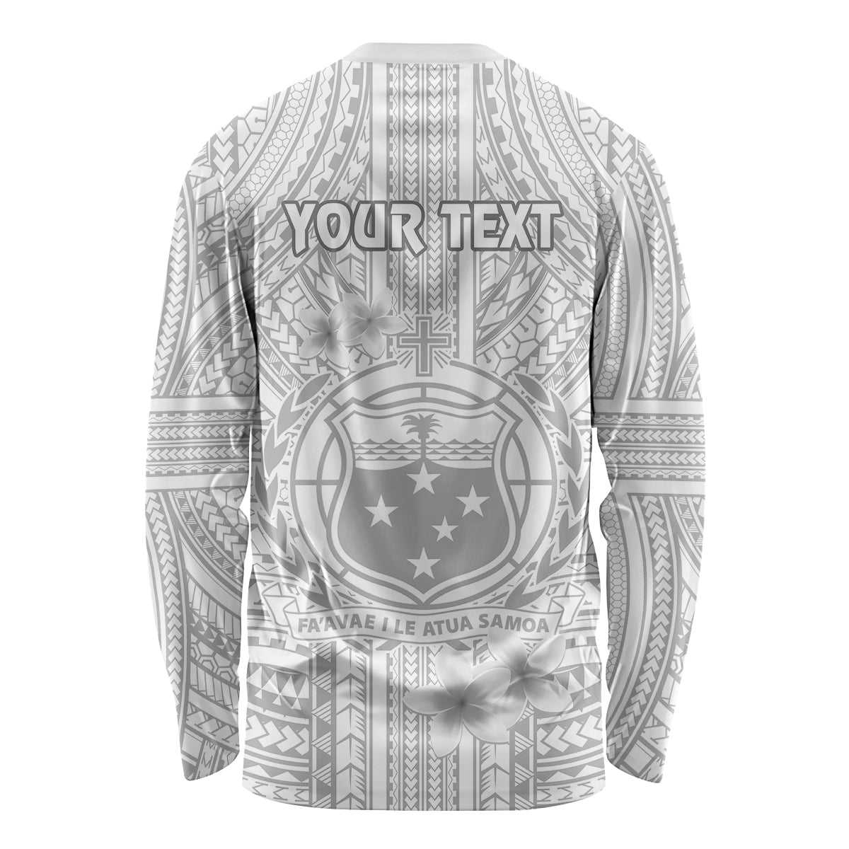Personalised Samoa White Sunday Long Sleeve Shirt Manuia le Aso Sa o Tamaiti Polynesian Plumeria - Wonder Print Shop