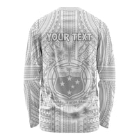 Personalised Samoa White Sunday Long Sleeve Shirt Manuia le Aso Sa o Tamaiti Polynesian Plumeria - Wonder Print Shop