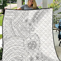 Personalised Samoa White Sunday Quilt Manuia le Aso Sa o Tamaiti Polynesian Plumeria - Wonder Print Shop