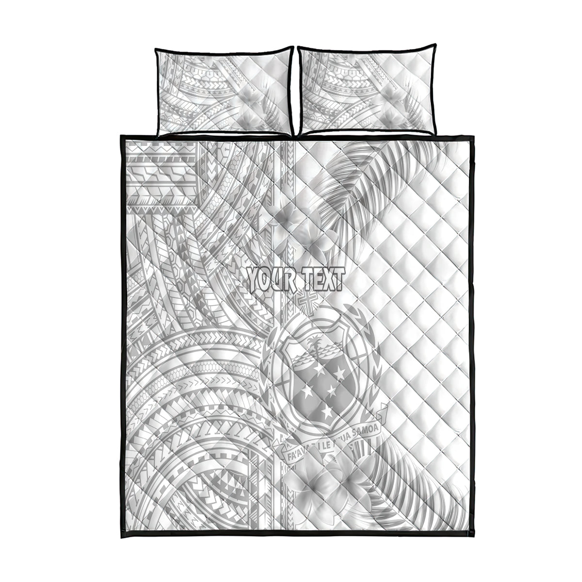 Personalised Samoa White Sunday Quilt Bed Set Manuia le Aso Sa o Tamaiti Polynesian Plumeria - Wonder Print Shop