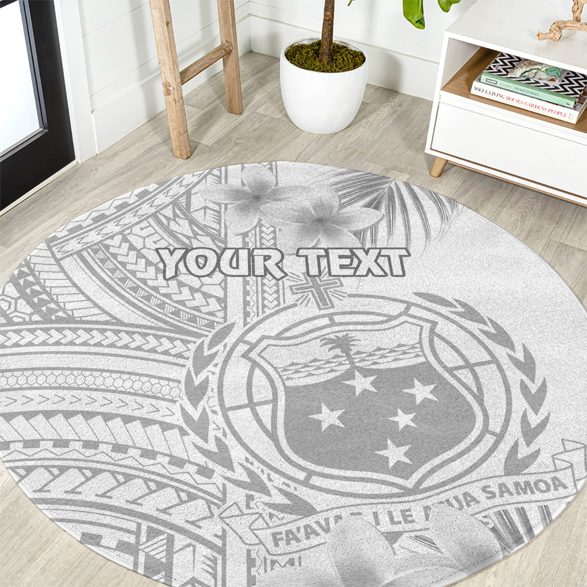 personalised-samoa-white-sunday-round-carpet-manuia-le-aso-sa-o-tamaiti-polynesian-plumeria