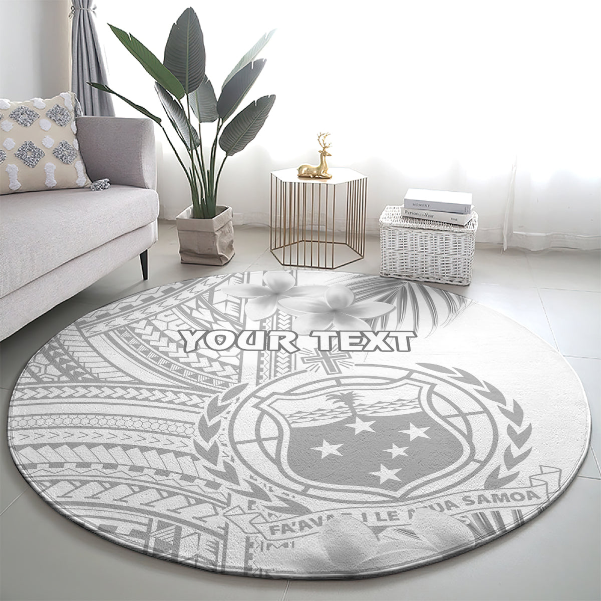 personalised-samoa-white-sunday-round-carpet-manuia-le-aso-sa-o-tamaiti-polynesian-plumeria