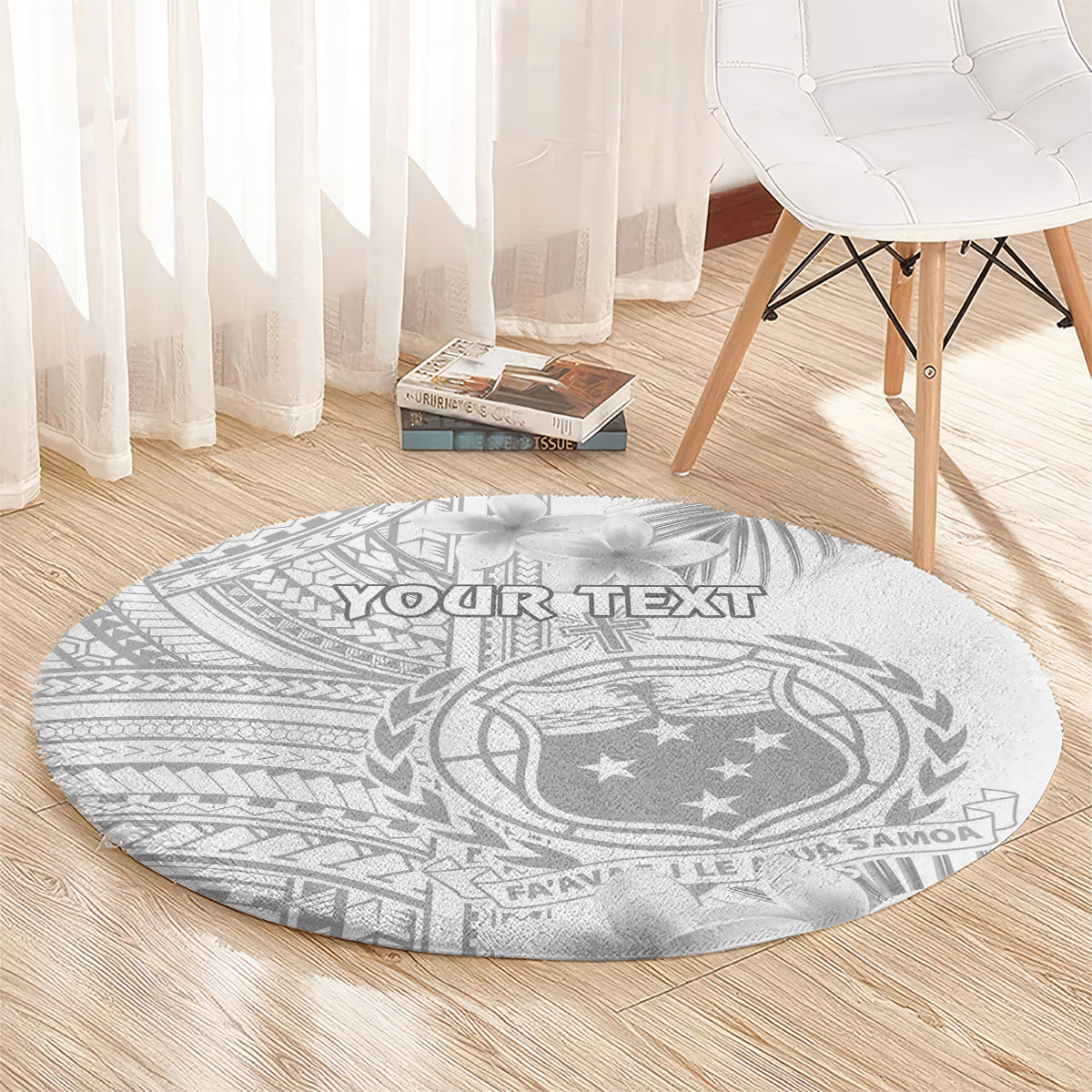 personalised-samoa-white-sunday-round-carpet-manuia-le-aso-sa-o-tamaiti-polynesian-plumeria