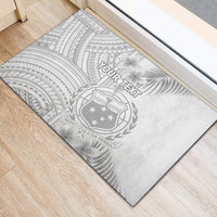 Personalised Samoa White Sunday Rubber Doormat Manuia le Aso Sa o Tamaiti Polynesian Plumeria - Wonder Print Shop