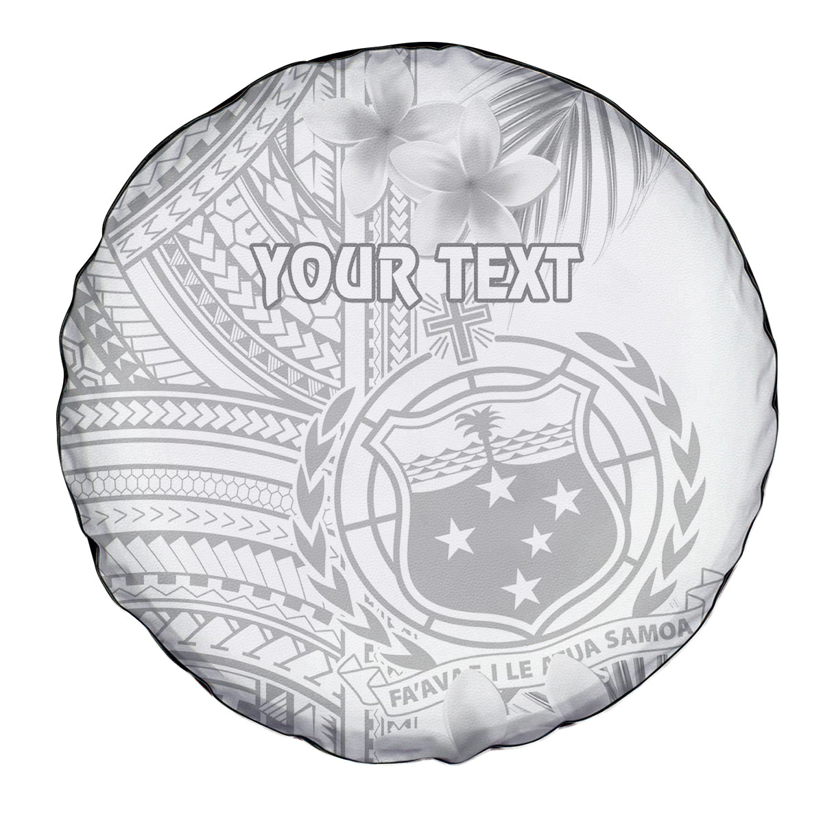 Personalised Samoa White Sunday Spare Tire Cover Manuia le Aso Sa o Tamaiti Polynesian Plumeria - Wonder Print Shop