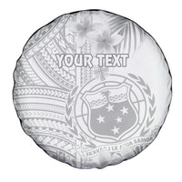 Personalised Samoa White Sunday Spare Tire Cover Manuia le Aso Sa o Tamaiti Polynesian Plumeria - Wonder Print Shop