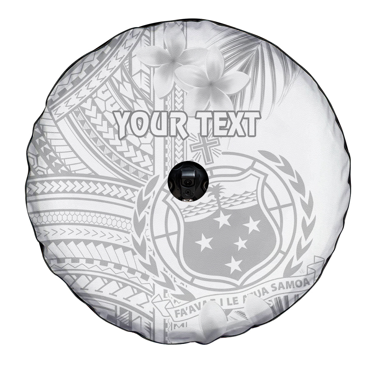 Personalised Samoa White Sunday Spare Tire Cover Manuia le Aso Sa o Tamaiti Polynesian Plumeria - Wonder Print Shop