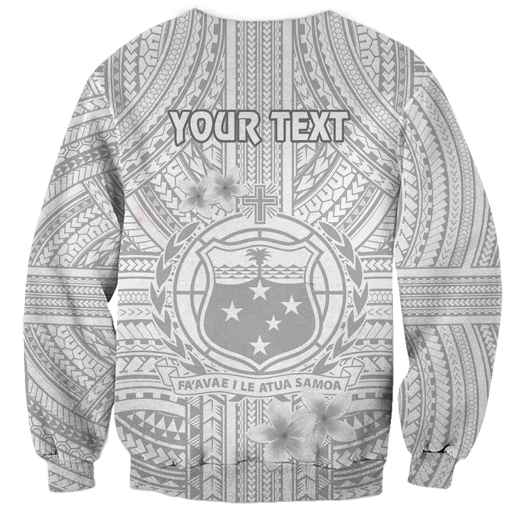 Personalised Samoa White Sunday Sweatshirt Manuia le Aso Sa o Tamaiti Polynesian Plumeria - Wonder Print Shop