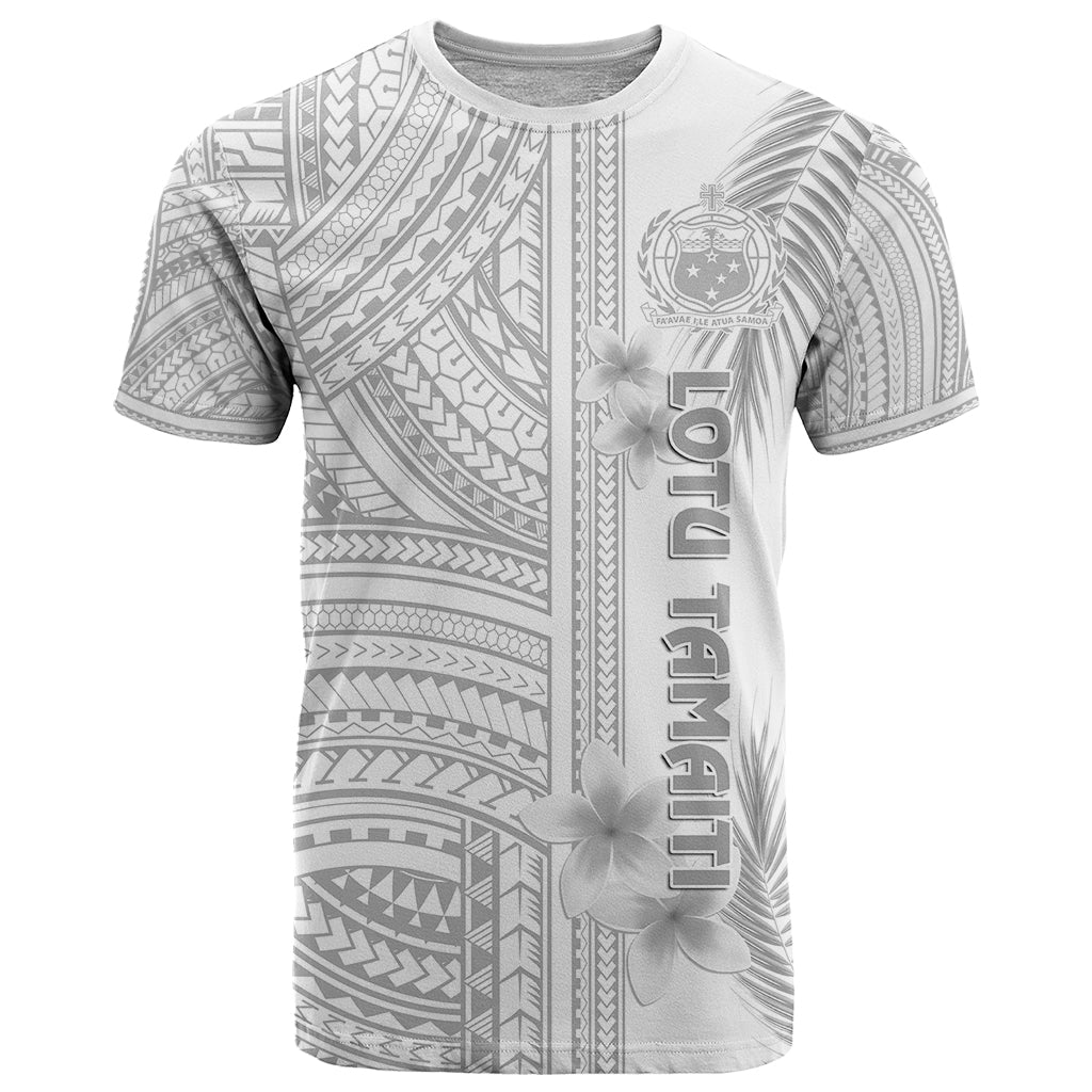Personalised Samoa White Sunday T Shirt Manuia le Aso Sa o Tamaiti Polynesian Plumeria - Wonder Print Shop