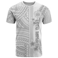 Personalised Samoa White Sunday T Shirt Manuia le Aso Sa o Tamaiti Polynesian Plumeria - Wonder Print Shop