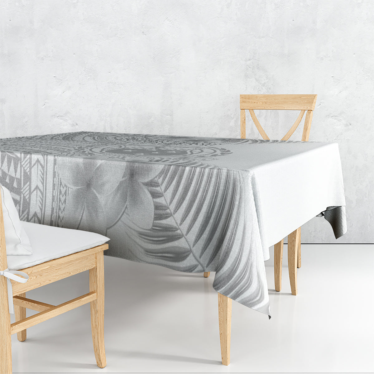 Personalised Samoa White Sunday Tablecloth Manuia le Aso Sa o Tamaiti Polynesian Plumeria - Wonder Print Shop