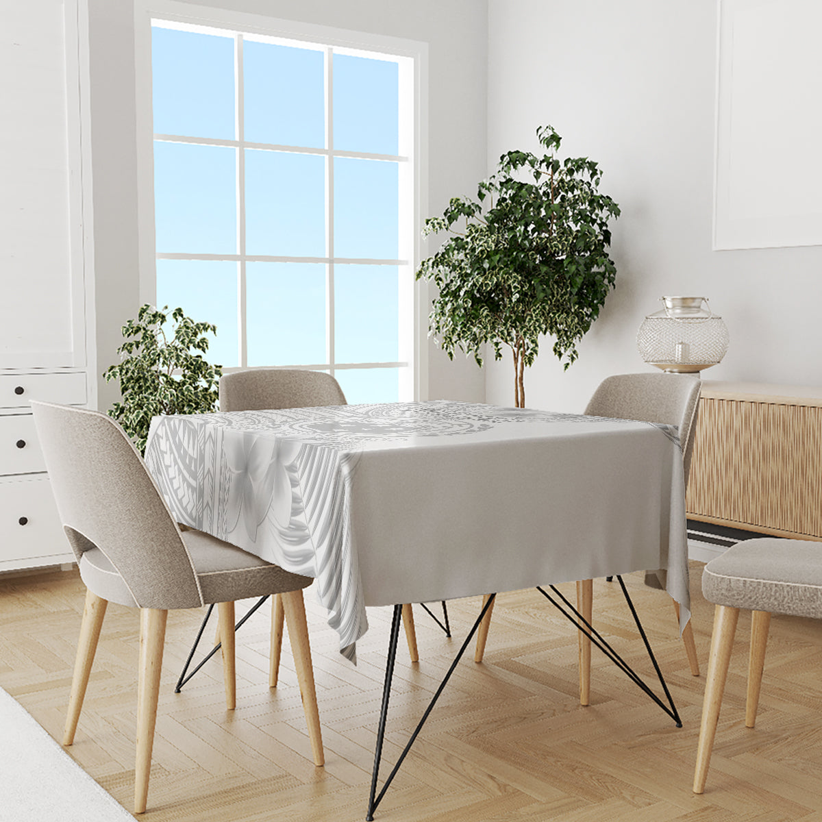 Personalised Samoa White Sunday Tablecloth Manuia le Aso Sa o Tamaiti Polynesian Plumeria - Wonder Print Shop