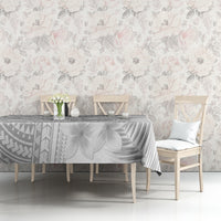 Personalised Samoa White Sunday Tablecloth Manuia le Aso Sa o Tamaiti Polynesian Plumeria - Wonder Print Shop