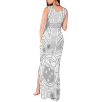 Personalised Samoa White Sunday Tank Maxi Dress Manuia le Aso Sa o Tamaiti Polynesian Plumeria - Wonder Print Shop