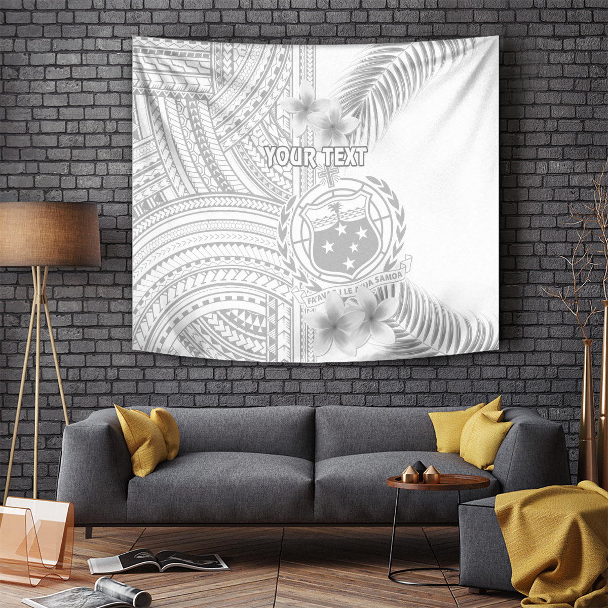 Personalised Samoa White Sunday Tapestry Manuia le Aso Sa o Tamaiti Polynesian Plumeria - Wonder Print Shop