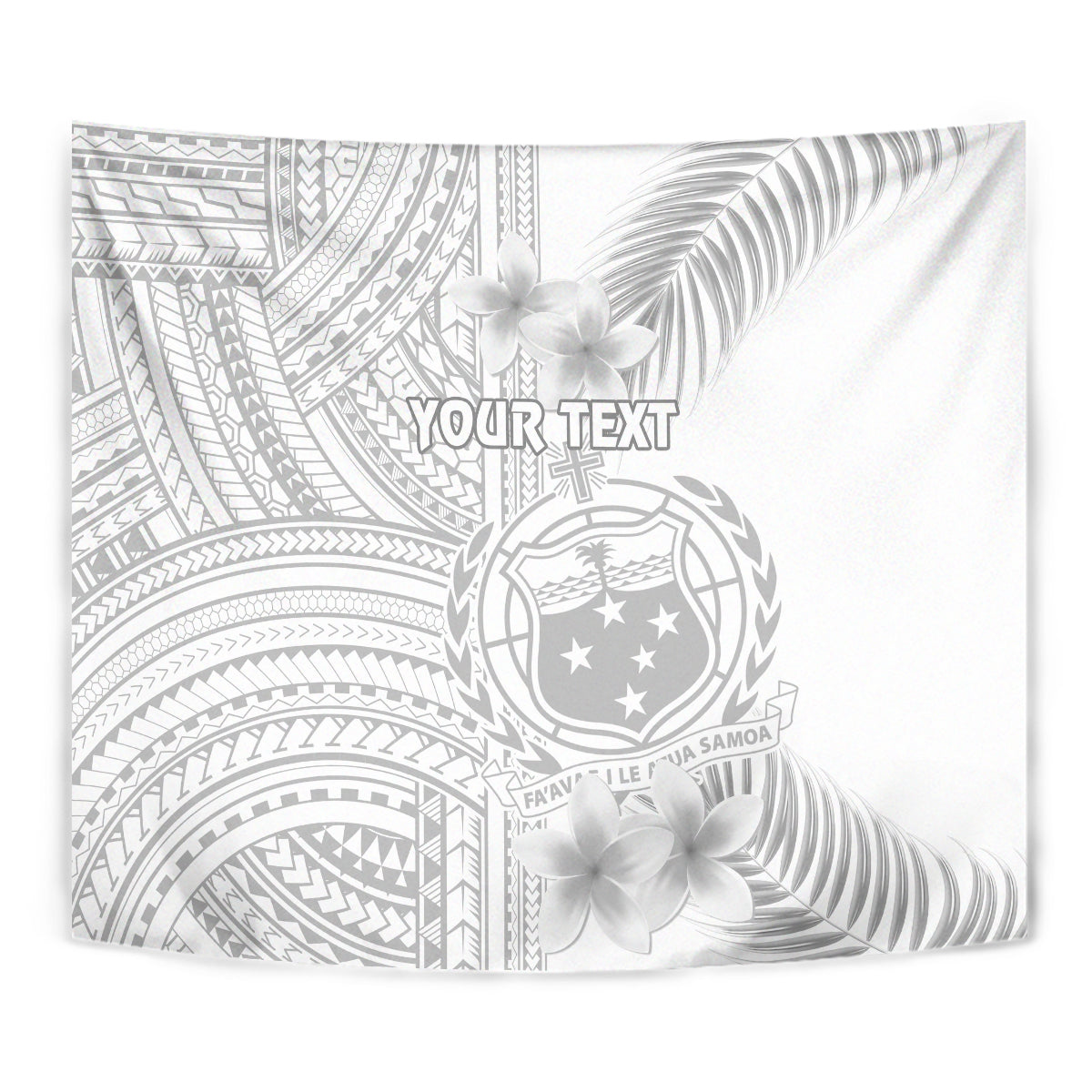 Personalised Samoa White Sunday Tapestry Manuia le Aso Sa o Tamaiti Polynesian Plumeria - Wonder Print Shop