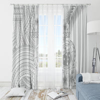 Personalised Samoa White Sunday Window Curtain Manuia le Aso Sa o Tamaiti Polynesian Plumeria - Wonder Print Shop