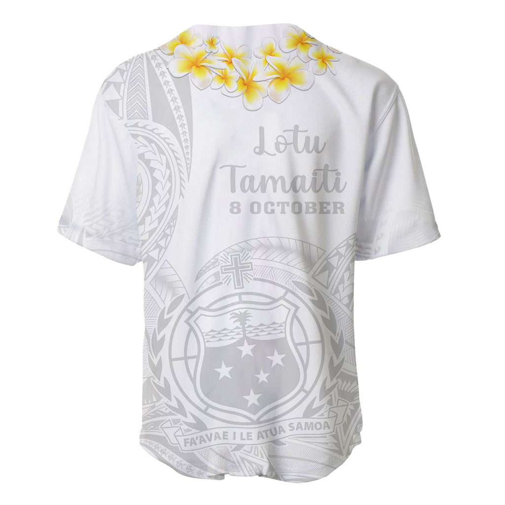 Samoa White Sunday Baseball Jersey Lotu Tamaiti 2023 With Coat Of Arms - Wonder Print Shop