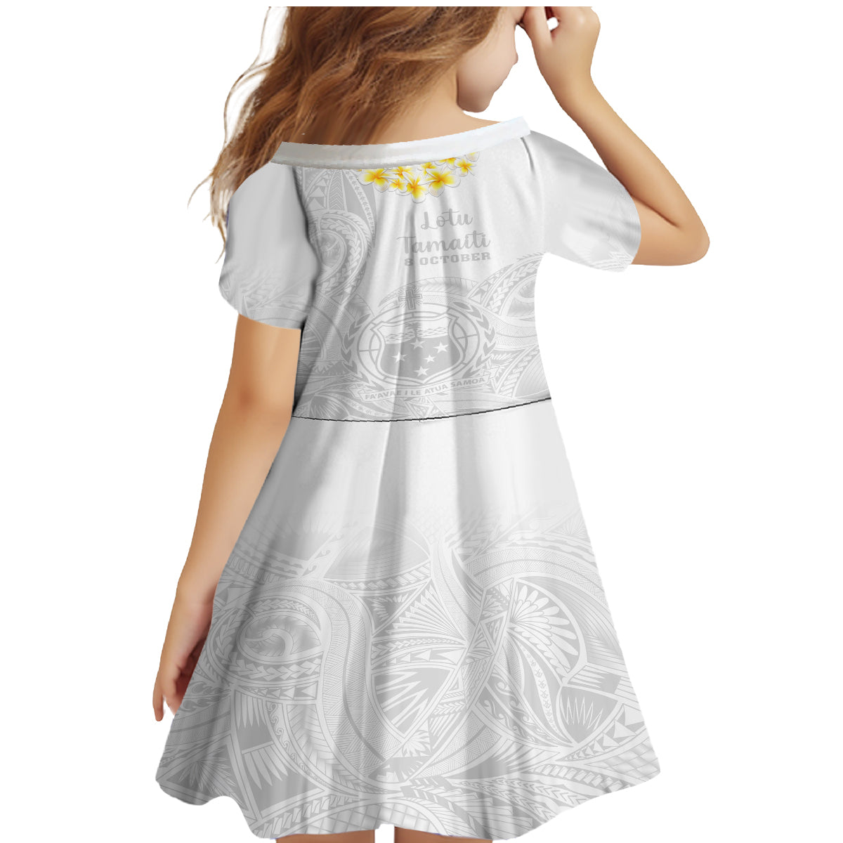 Samoa White Sunday Family Matching Mermaid Dress and Hawaiian Shirt Lotu Tamaiti 2023 With Coat Of Arms - Wonder Print Shop