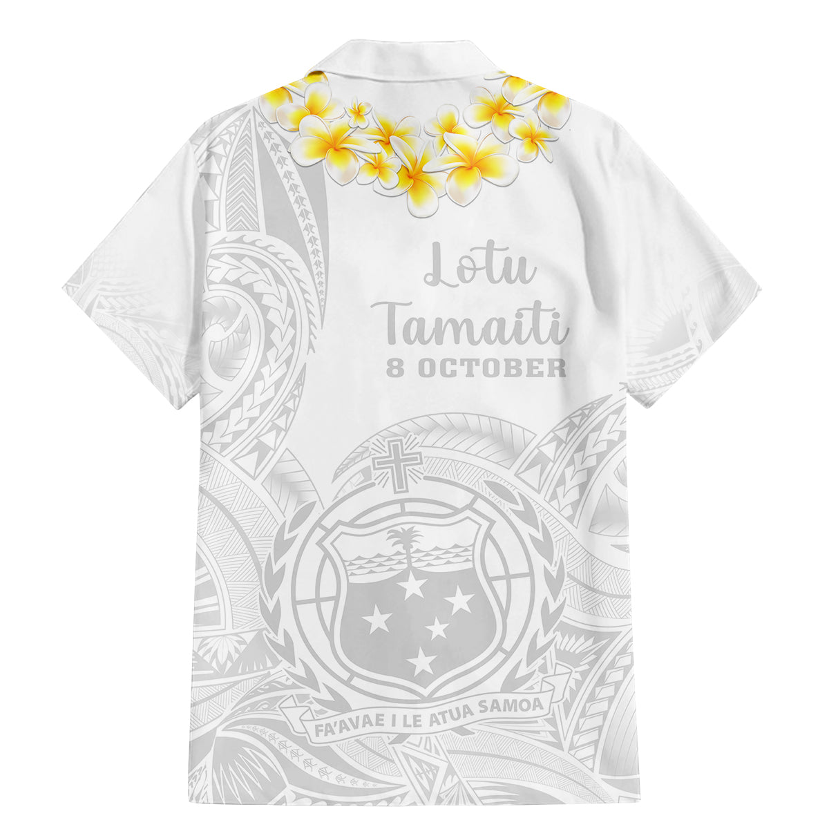 Samoa White Sunday Family Matching Mermaid Dress and Hawaiian Shirt Lotu Tamaiti 2023 With Coat Of Arms - Wonder Print Shop