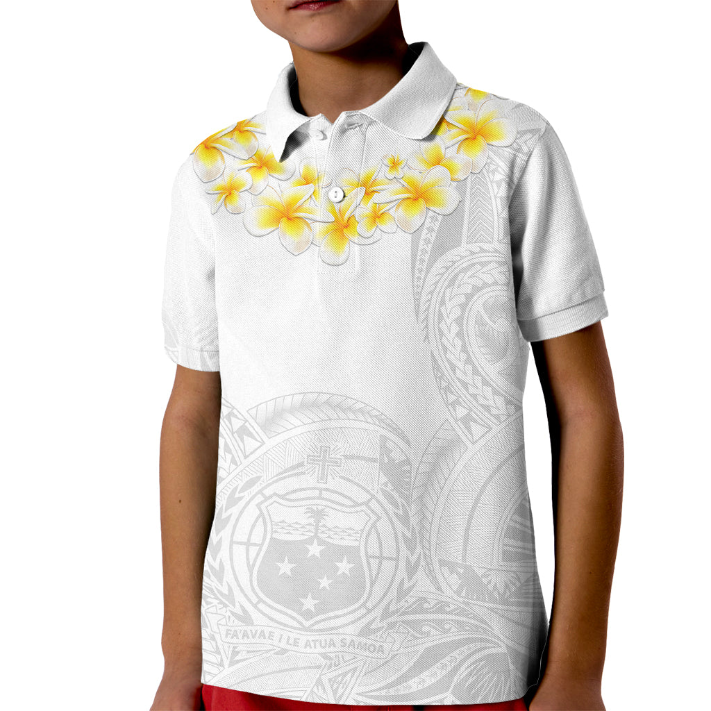 Samoa White Sunday Kid Polo Shirt Lotu Tamaiti 2023 With Coat Of Arms - Wonder Print Shop