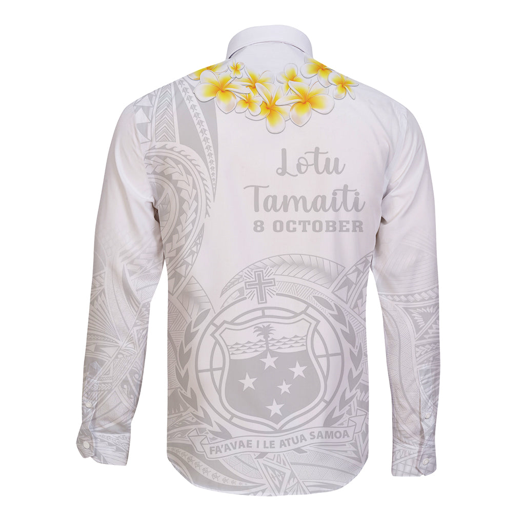 Samoa White Sunday Long Sleeve Button Shirt Lotu Tamaiti 2023 With Coat Of Arms - Wonder Print Shop