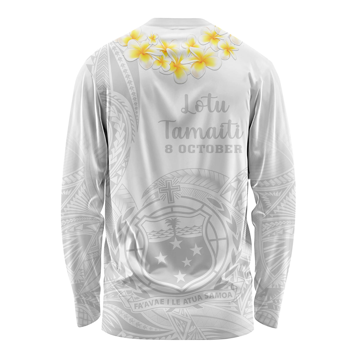 Samoa White Sunday Long Sleeve Shirt Lotu Tamaiti 2023 With Coat Of Arms - Wonder Print Shop