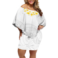 Samoa White Sunday Off Shoulder Short Dress Lotu Tamaiti 2023 With Coat Of Arms - Wonder Print Shop