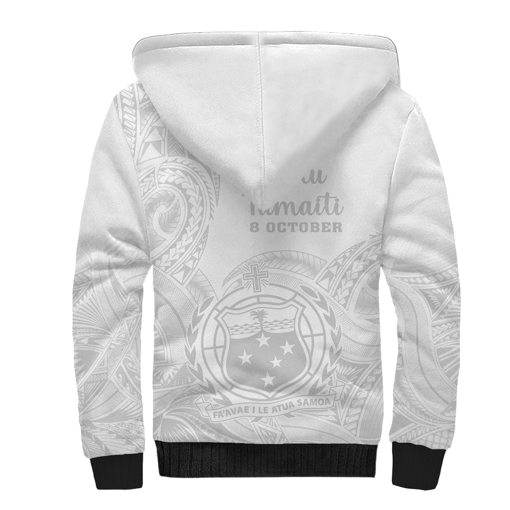 Samoa White Sunday Sherpa Hoodie Lotu Tamaiti 2023 With Coat Of Arms - Wonder Print Shop