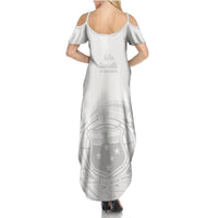 Samoa White Sunday Summer Maxi Dress Lotu Tamaiti 2023 With Coat Of Arms - Wonder Print Shop