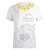 Samoa White Sunday Women V Neck T Shirt Lotu Tamaiti 2023 With Coat Of Arms - Wonder Print Shop