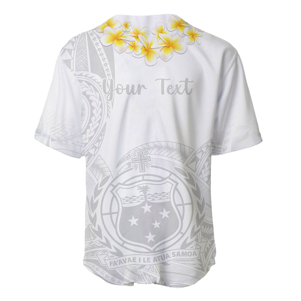 Personalised Samoa White Sunday Baseball Jersey Lotu Tamaiti 2023 With Coat Of Arms - Wonder Print Shop